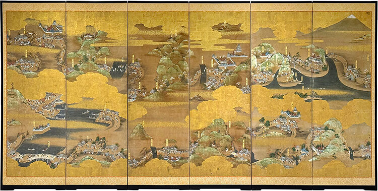 東海道名城図屏風 左隻