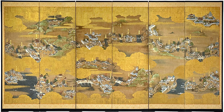 東海道名城図屏風 右隻
